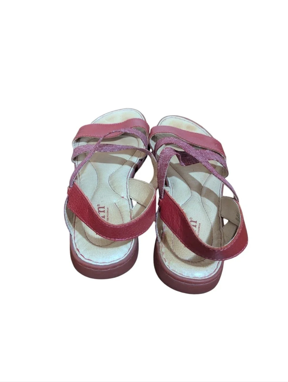 Born Red Elastic Criss Cross Straps Slingback Comfort Summer Casual Sandals Sz 9